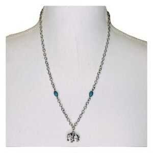 Silver and Turquoise Elephant Pendant Necklace